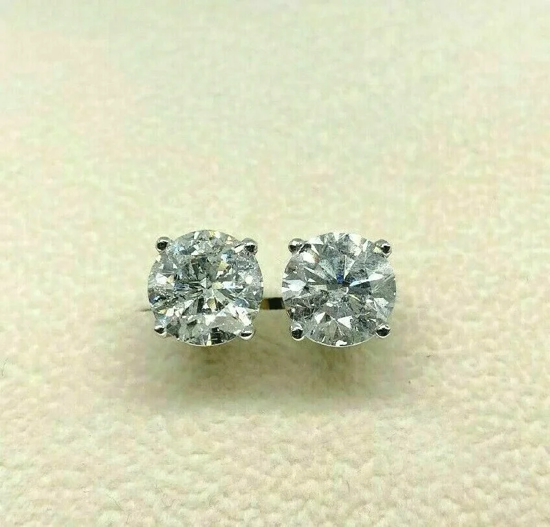 4.61 Carats t.w. Round Brilliant D/E Color Diamond Stud Earrings 14K White Gold