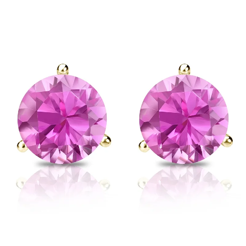 Auriya 14k Gold 1/2ctw Solitaire Pink Sapphire Gemstone Stud Earrings Martini-set