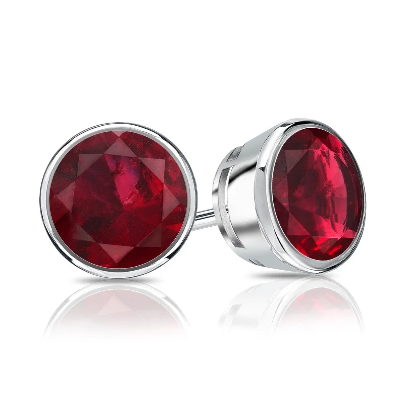 Auriya 14k Gold 1/4ctw Bezel-set Ruby Gemstone Stud Earrings