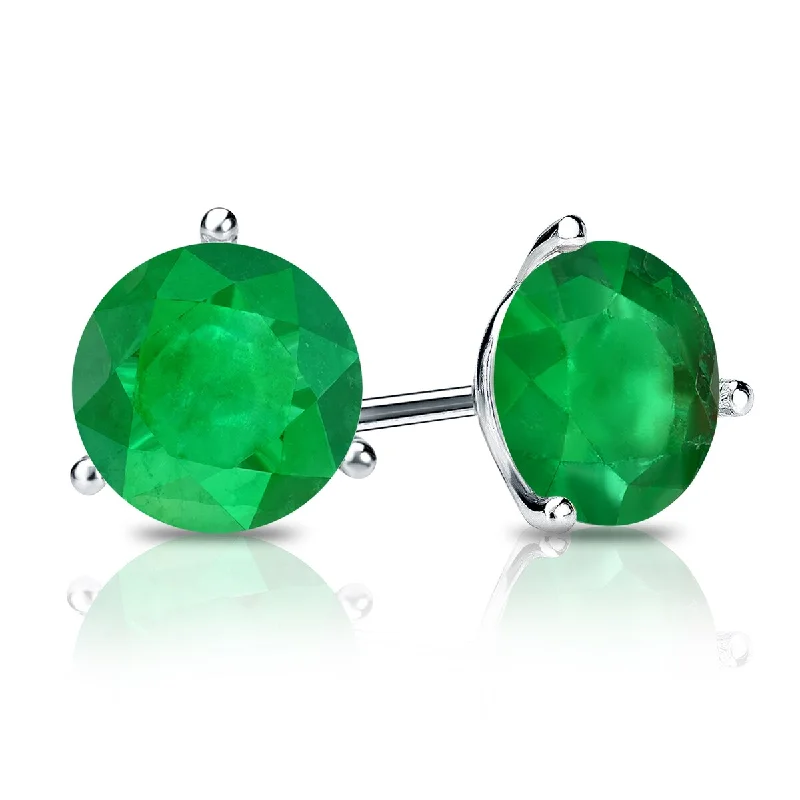 Auriya 14k Gold 2/5ctw Green Emerald Gemstone Stud Earrings Martini-set