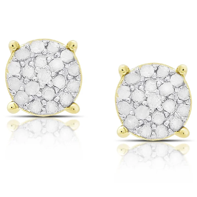 Finesque Gold or Silver Overlay 1/4ct TW Diamond Round Stud Earrings