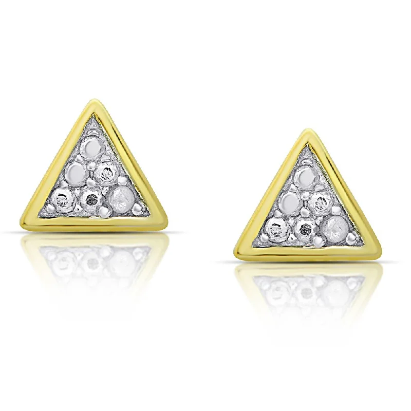 Finesque Gold Over Sterling Silver Diamond Accent Triangle Stud Earrings