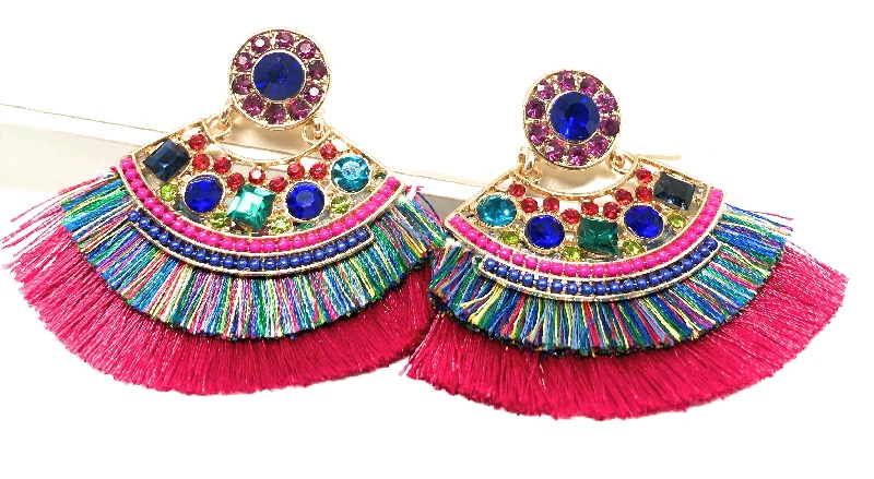 Gold Plated Colorful Wildflower Chandelier Earrings Aretes Folklorico