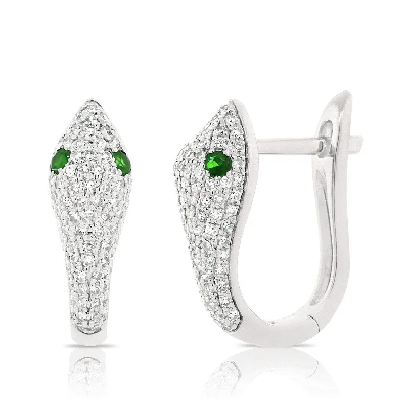 Joelle Snake Stud Earrings Tsavorite & Diamond 14K Gold