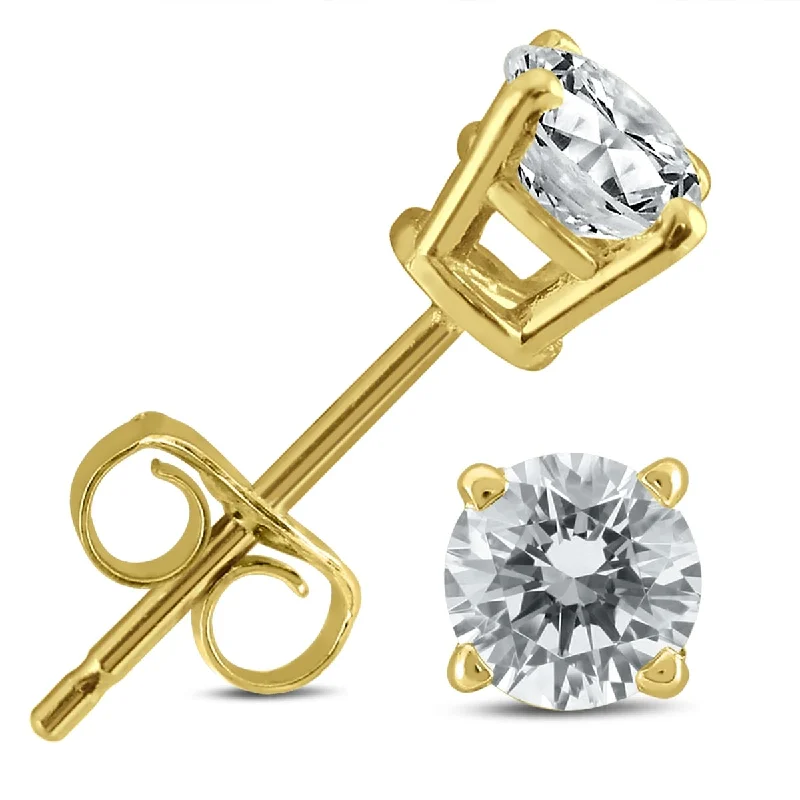 Marquee 14k Yellow Gold 1/2ct TDW Certified Round Diamond Solitaire Stud Earrings