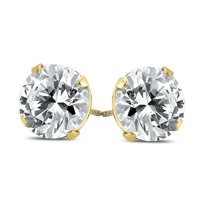 Marquee Certified (J-K Color, SI1-SI2 Clarity) 3/4 Carat TW Round Diamond Solitaire Stud Earrings In 14k Yellow Gold