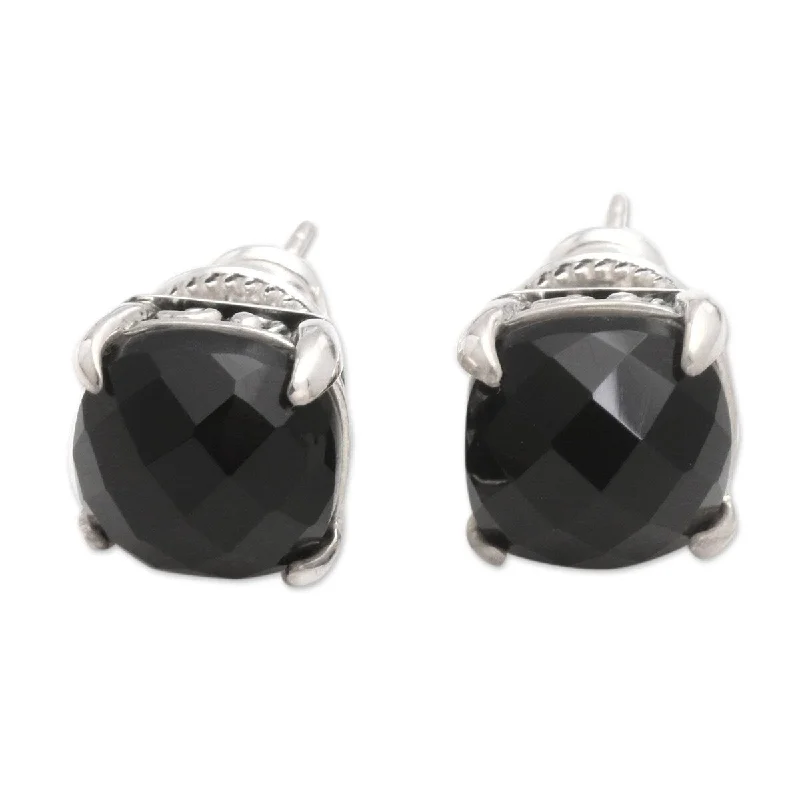 NOVICA Dressed for Dinner in Black, Onyx stud earrings - 0.3