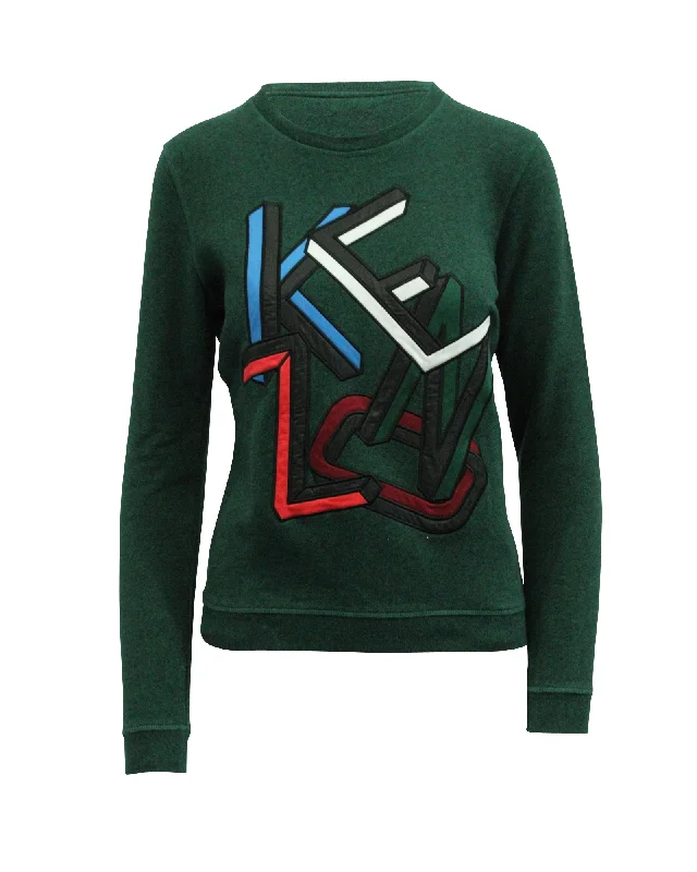 Kenzo Embroidered Logo Sweatshirt in Green Cotton