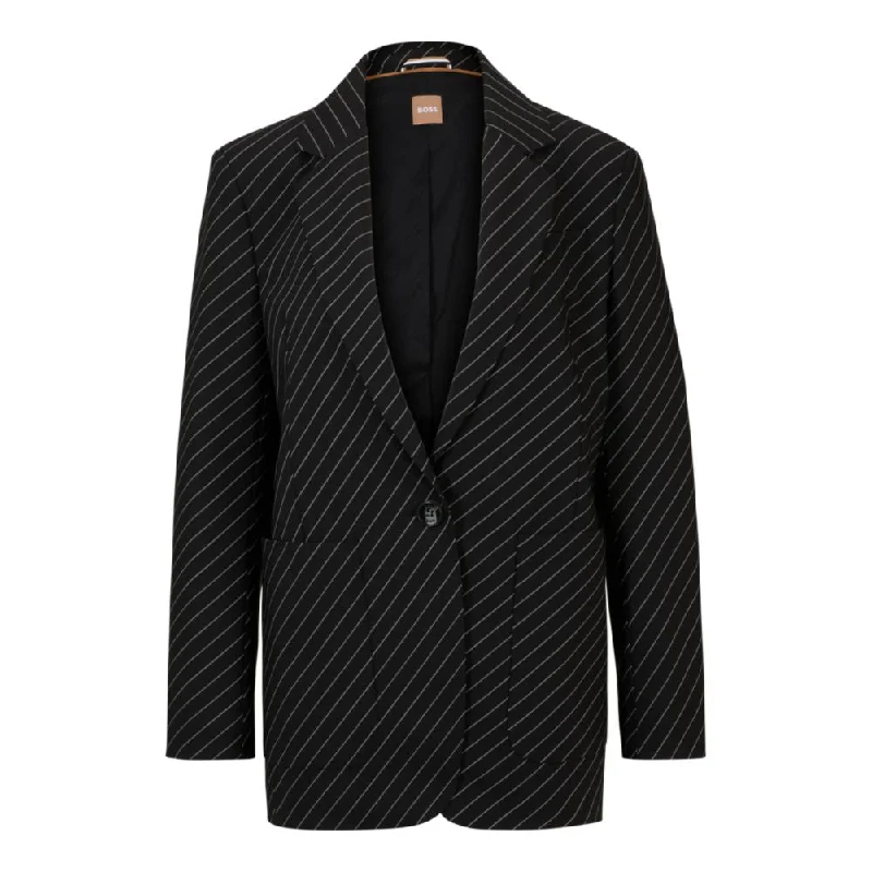 Oversize-fit jacket in striped stretch wool