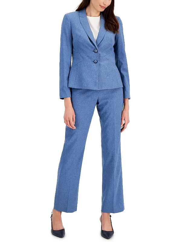 Petites Womens Slub Business Pant Suit