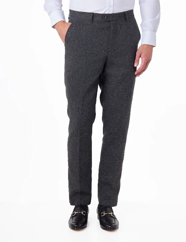 CALIX – Wool Mix Herringbone Tailored  Dark Grey Suit Trousers