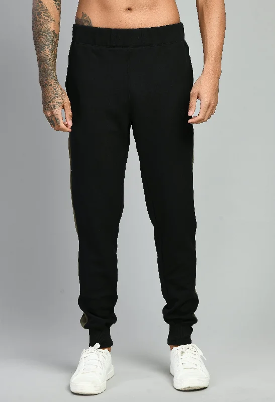 Men's Black Plain Relaxed Fit Casual Trouser