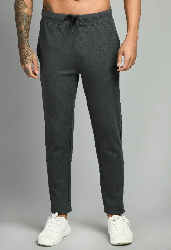 Men's Dark Grey Plain Casual Trouser by Squirehood