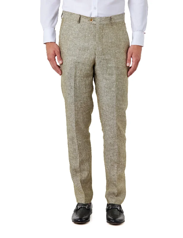 Sage Green Linen Suit Trousers Tailored Fit