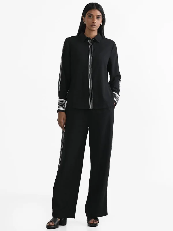 Wardrobe Black Clove Contrast Detail Trousers