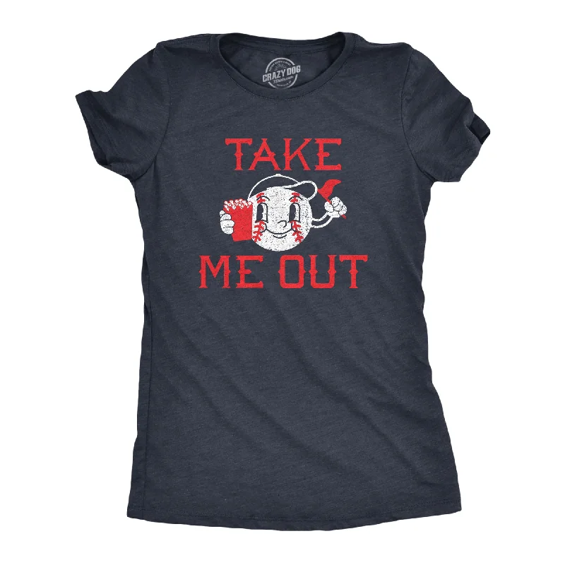 Womens Take Me Out T Shirt Funny Sarcastic Baseball Game Popcorn Graphic Tee For Ladies