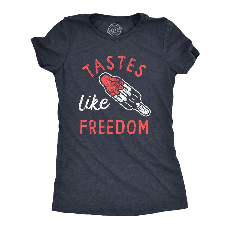 Womens Tastes Like Freedom T Shirt Funny Cool Fourth Of July Party Popsicle Tee For Ladies