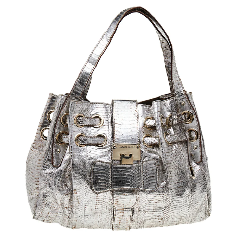 Jimmy Choo Metallic  Watersnake Riki Tote