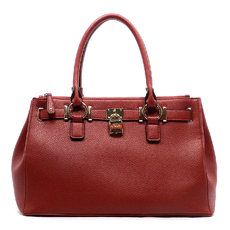 Red Textured Padlock Satchel