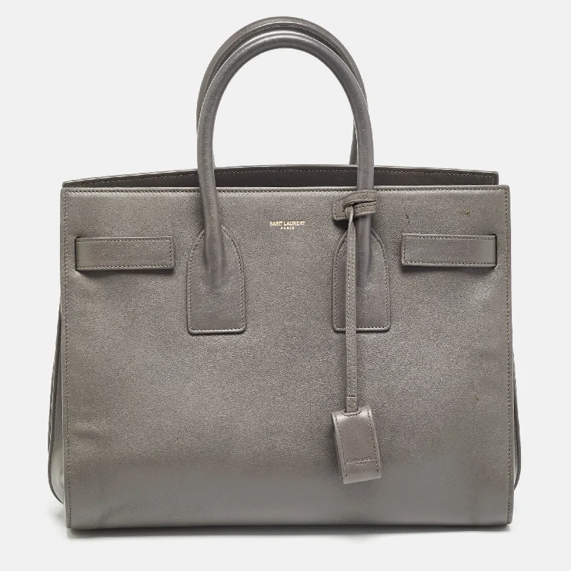 Saint Laurent Grey Leather Small Classic Sac De Jour Tote