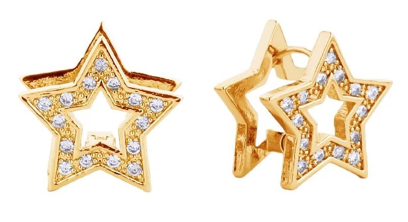 SJE310478 14K CZ Paved Star Post Earrings