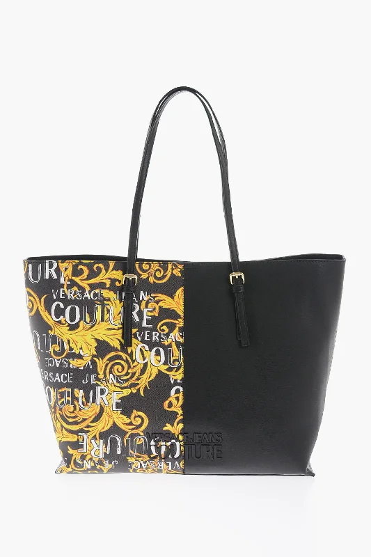 Versace Jeans Couture Baroque Printed Faux Leather Rock Cut Tote Bag