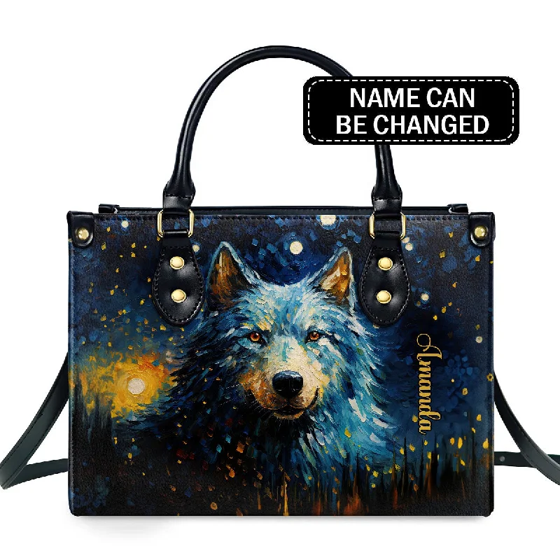 Wolf Under The Starry Night - Personalized Leather Handbag MSM26