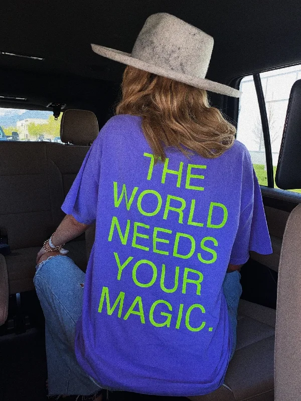 The World Needs Your Magic Tee in Lavender + Neon