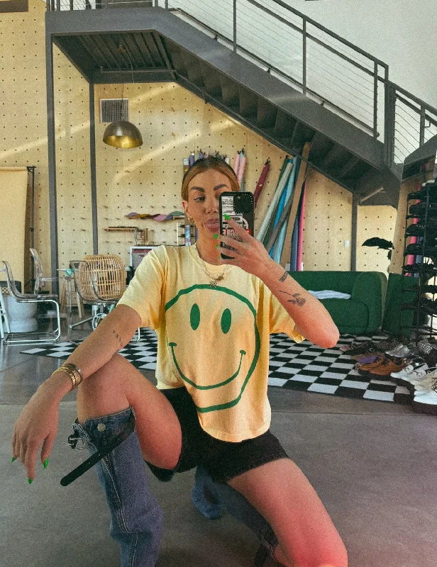 The World Needs Your Magic Crop Tee in Butter Yellow + Green